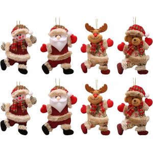 8Pcs No&euml;l Poup&eacute;es En Peluche Ornements Suspendus,Mignon P&egrave;re No&euml;l P&egrave;re No&euml;l Bonhomme De Neige Ours Renne Poup&eacute;e De No&euml;l - Neuf