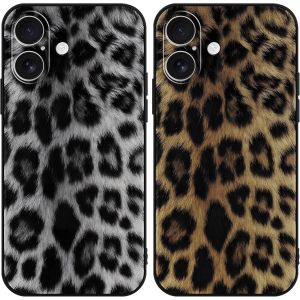 LORANKA-2 Pi&egrave;ces Coque pour iPhone 17, &Eacute;tui de Protection avec Aesthetic Design L&eacute;opard Motif, TPU Silicone Durable Antichoc Femme Fille Housse Etui Bumper Cover pour iPhone 17 6,3'' - Gris - Neuf