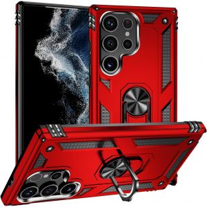 Kal-Coque Pour Samsung Galaxy S24 Ultra 5g 6.8"", + Hd Verre Trempé, Etui Housse De Protection Antichoc Durable Résistante 2 En 1 Hybride Pc Robuste Tpu Souple,Rouge - Neuf