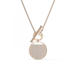 Haute Qualité Or Rose Rond Raquette Lockset Collier Femelle Cristal Clavicule Chaîne - Neuf