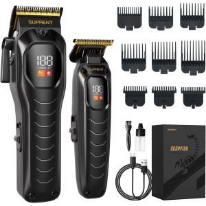 Tondeuse Cheveux Professionnelle, Tondeuse À Cheveux Sans Fil Pour Hommes, Kit De Coupe De Cheveux Avec Ecran Led, Tondeuse Rechargeable (Noir) - Neuf