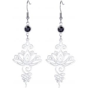 Kal-Collier Avec Pendentif Fleur De Lotus En Acier Inoxydable Unalome - Collier Ras Du Cou - Symbole Chakra - Géométrie Hindoue - Bijou Spirituel - Cadeau Pour Homme Et Femme - Neuf