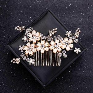 Peigne &iquest;&iquest; Cheveux Orn&iquest;&iquest; De Perles De Cristal Dor&iquest;&iquest;Es, Bandeau/Diad&iquest;&iquest;Me Pour Femme, Accessoire De Coiffure Pour La Mari&iquest;&iquest;E Et Ses Demoiselles D'honneur, Bijou De T&iquest;&ordm;te, Peigne/Bandeau Dor&iquest;&iquest; - Neuf