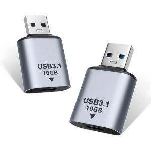Adaptateur USB C vers USB 10 Gbit/s, adaptateur USB 3.1 m&acirc;le vers USB-C femelle, convertisseur OTG, extension compatible avec chargeur Type A, PC, ordinateur portable, USB de voiture (lot de 2) - Neuf