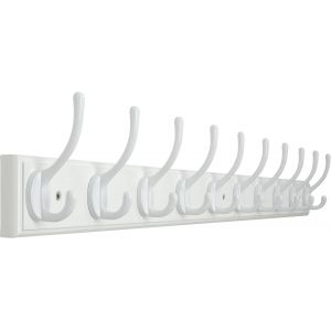 Porte Manteau Mural,97cm Long Patere Porte Manteau Avec 10 Crochets Pat&egrave;re Murale Portemanteau Mural pour Manteaux Veste,Blanc - Neuf