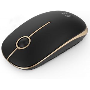 KALANKA-Souris sans fil 2,4 G avec 1600 DPI pour PC/ordinateur portable/Linux, 3 boutons silencieux, pour droitiers et gauchers, autonomie de la batterie de 18 mois (noir et dor&eacute;) - Neuf