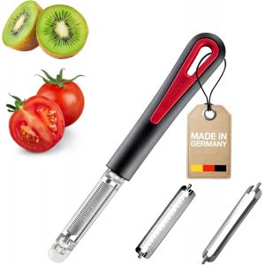 Kalanka-Set D'&eacute;pluchage, 3 Pi&egrave;ces : 1 &Eacute;plucheur De Tomates/Kiwis + 1 Lame Julienne + 1 Lame Standard, 1 &Eacute;plucheur - 3 Lames, Tomfix Gallant, Acier Inoxydable/Plastique, Noir/Rouge, 294622e6 - Neuf