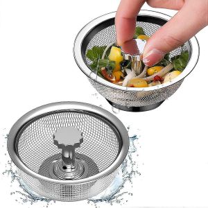 Passoire d'évier,ensemble de 2 passoires d'évier en acier inoxydable avec poignée télescopique Bouchon en silicone pour une vidange et un stockage rapides - Neuf