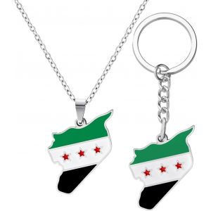 Trahoo-1 Collier Drapeau Syrien Et 1 Porte-Clés, Bijoux Créatifs, Bijoux Cadeaux, Bijoux En Acier Inoxydable, Bijoux Commémoratifs De Fête - Neuf