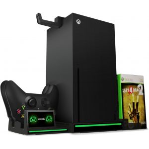 Support vertical pour Xbox Series X-Station de charge pour manette avec 2 batteries rechargeables de 300 mAh pour manette Xbox Series X-10 emplacements de rangement de jeux et crochet pour - Neuf