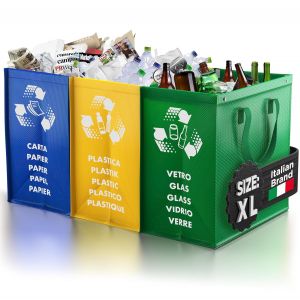 Sac tri selectif Maxi XL-Poubelle tri selectif 3 bac pour Le Verre,Le Papier et Le Plastique-D&eacute;chets et Recyclage Poubelle de tri des d&eacute;chets-Poubelle Recyclage Facile &agrave; Vider - Neuf