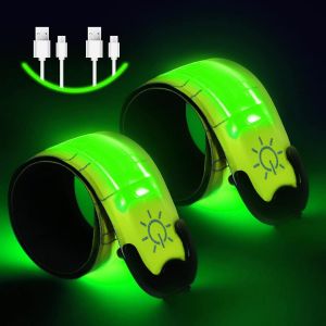 Kalanka-2pcs Brassards Lumineux À Led Rechargeable Usb, Brassard De Course Réfléchissant Led Running, Bande Clignotant Réglable Bracelet Lumineux Led De Sécurité, Bracelets De Sport Lumineux - Neuf