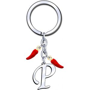 Kal-Porte-Cl&eacute;s Initial A-Z, Pendentif D&eacute;coratif Piment, Cadeau Pour Femme Homme, Anniversaire No&euml;l - Neuf
