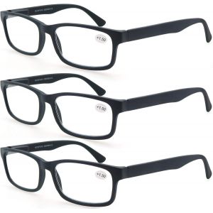 Lot De 3 Lunettes De Vue 1.75 (3 Noir) Hommes Femmes Lunettes De Lecture Comfort Vision Nette Branches A Ressort Lunettes Loupe Rectangle - Neuf