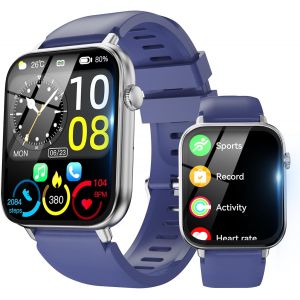 JGD-Montre Connect&eacute;e Femme Homme avec Appel Bluetooth, 1.85"" HD Smartwatch Sommeil/Podometre/Cardiofrequencemetre, Tracker avec 110+ Modes Sportifs, Montre Intelligente IP68 pour Android iOS, Bleu&iquest; - Neuf