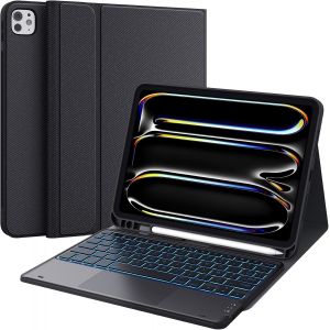 Clavier pour iPad Pro 11 Pouces 2024 M4,Clavier Détachable sans Fil avec Smart Trackpad,Eclairage 7 Couleurs,2 Canaux BT pour Clavier iPad Pro 11 M4,AZERTY Français,Noir.[Y719] - Neuf