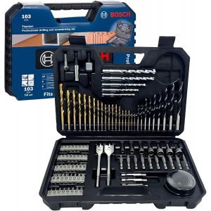 lbgwp60-Professional 103 Pièces Jeu De Forets Et D'Embouts (Pour Le Bois, La Pierre Et Le Métal, Accessoires Outils De Perçage Et De Vis ) - Neuf