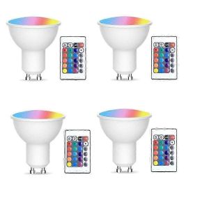 4pcs Gu10 Ampoules Et 1 T&eacute;l&eacute;commande Avec Fonction M&eacute;moire 17colors Spot Ligh Interchangeable 4dynamic Lig Edition - Neuf