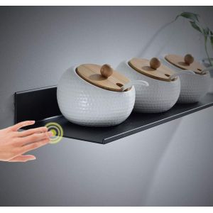 &Eacute;tag&egrave;re Murale Flottante En M&eacute;tal Pour Salle De Bain - Noir - Gain De Place - Antirouille - Extra Solide - 1 Pi&egrave;ce, 50 Cm - Neuf