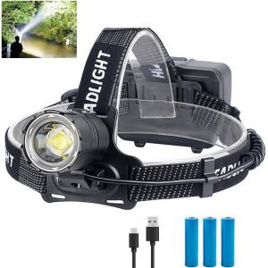 Lampe Frontale Led Rechargeable Super Lumineuse 30 000 Lumens P70 Avec 3 Modes, Lampe Frontale Led Puissante 6000 Mah Rechargeable Par Batterie Usb &Eacute;tanche Pour Camping En Plein Air, Xfp70 - Neuf