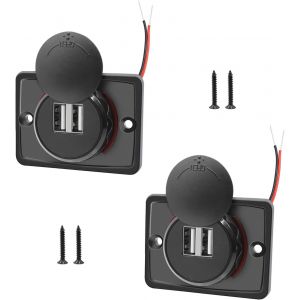 Prise USB 12V, 3.1A Prise Voiture 12V, Chargeur USB Voiture, pour Bus Camping Car Bateau(2 Pi&egrave;ces) - Neuf