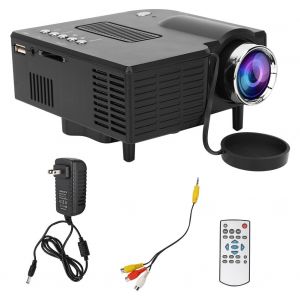 Mini projecteur LED YG260 noir, haut-parleur integre, interface multifonction pour ordinateur et telephone, 110-240 V US - Neuf