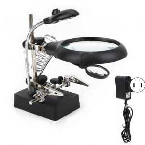 Loupe de bureau a trois niveaux, lampe LED, support auxiliaire, outil de lecture multifonctionnel, prise 100-240 V US - Neuf