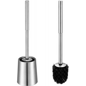 KALANKA-SUS304 Brosse Toilettes WC Brosse de Toilette et Support INOX Toilet Brushes Acier Inoxydable en Silicone TPE Balai de Toilette Porte Support Brosse WC Salle de Bain Nettoyage Argent - Neuf