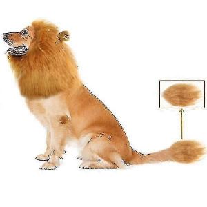 Lion Chien Crinière Transformez Votre Chien En Un Lion Fort Grand Animal De Compagnie Chien Lion Crinière De Lion Perruque Queue Fête Fête Magnifique Costume Couleur Marron - Neuf