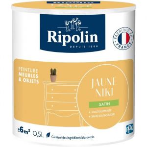 Peinture Meubles & Objets RIPOLIN Jaune Niki Satin&eacute; 0,5 L - Neuf