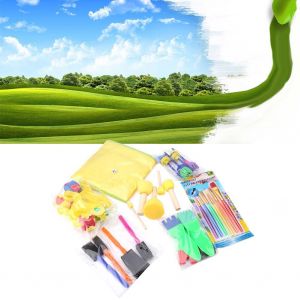Kit de 28 eponges de peinture, pinceaux, rouleaux, moules, outils de peinture pour enfants, jouets educatifs - Neuf