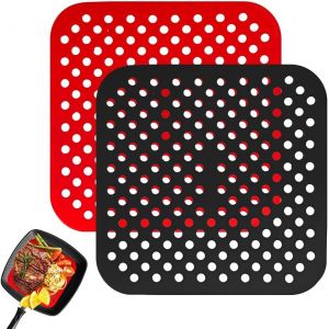 AYUHR-Tapis de friteuse à air, 2 pièces de tapis en silicone réutilisables Air Fryer Liner, anti-adhésifs, grille de friteuse à air carrée (carré, 8,5 pouces) - Neuf
