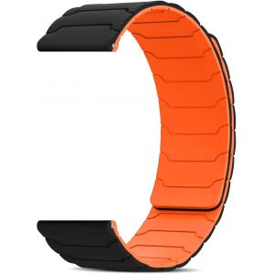 Bracelet Silicone 22mm/20mm/18mm, Bracelets Magn&eacute;tique, Doux, Confortable, Bracelet Sport, D&eacute;gagement Rapide, Bracelet De Montre [22 Mm Noir/Orange] - Neuf