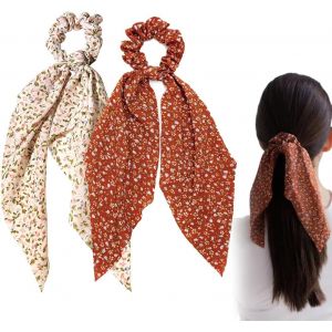 Chouchous Cheveux Soie,2 Pi&egrave;ces Chouchou En Soie, Antid&eacute;rapant Chouchou Satin Chouchou En Satin Cheveux, &Eacute;lastique &Agrave; Cheveux Fleuri, Attaches De Cheveux Pour Femmes - Neuf