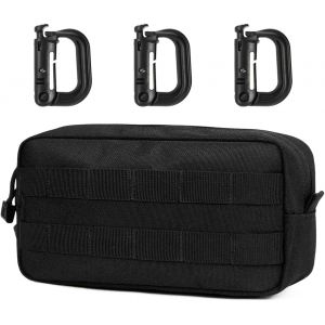 JGD-Sac banane tactique Molle EDC Utility avec 3 crochets pour ext&eacute;rieur, randonn&eacute;e, chasse, camping, entra&icirc;nement, A - noir., Taille unique, Ensemble cartable - Neuf