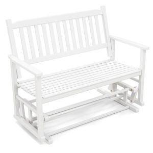 Banc Coulissant De Jardin 126 X 68 X 100 Cm Confort Optimal 2 Personnes Style Moderne En Bois De Peuplier Blanc Helloshop26 20_0020509 - Neuf