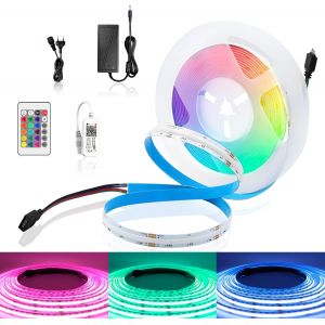 Cuiv-2m Wifi Rgb Ruban Led Cob 12v Dimmable Avec Télécommande Et Alimentation,Cob Bande Led 576leds/M,Contrôle App,Changement De Couleur,Pour Chambre Cuisine,Compatible Avec Alexa,Google Home - Neuf