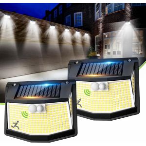 Lampe Solaire Exterieur Détecteur Mouvement 248 Led Solaire Lumiere Exterieur Ip65 Etanche Éclairage 270° Sécurité Sans Fil Lampe Mural Applique Exterieur Lot De 2 - Neuf