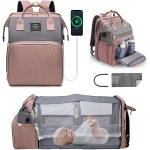 Sac &Agrave; Dos &Agrave; Langer Avec,Grande Sac &Agrave; Couches Avec Matelas &Agrave; Langer,Sac &Agrave; Dos Pour Lit B&eacute;b&eacute;,Sac De Voyage Avec Lit Pliable Et Pare-Soleil - Neuf