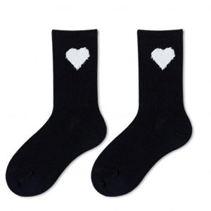 Nouveauté Japonaise Harajuku Femmes Crew Chaussettes Couleur Unie Sweet Love Heart Print Casual Soft Cotton Sneaker Street Short Ankle Bonneterie - Neuf