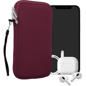 KAL-Housse Universelle Smartphone - Pochette De Protection 17,2 X 8,4 Cm Pour Téléphone Portable Xl - 6,7/6,8"" En Néoprène Bordeaux Foncé - Neuf