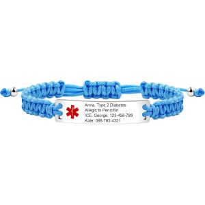 Kal-Bracelet D'identification D'alerte Médicale Bracelet D'épilepsie Réglable Gravé Au Laser Pour Hommes Femmes Premiers Soins D'urgence Y3944 - Neuf