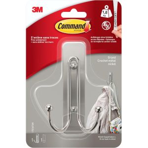 Crochet double grand mod&egrave;le en nickel bross&eacute; , 17036, 1 crochet, 1 languette - Neuf