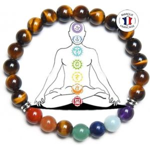 Bracelet With 7 Chakras Natural Stones | Free Ebook | Handmade | Women's Jewellery | Natural Stone Bracelet | 8 Mm Stones | All The Stones In Our Bracelets Are Natural - Neuf