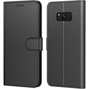 ELVORIX-Etui Coque pour Samsung Galaxy S8, Protection Housse en Cuir PU Portefeuille,[Emplacements Cartes],[Fonction Support],[Languette Magn&eacute;tique] pour (Galaxy S8 (5,8 Pouces), Book Noir) - Neuf