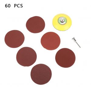 Lot de 60 disques abrasifs ronds rouges de 5 cm avec support adhesif - Neuf