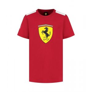 Puma T-Shirt Homme Scuderia Ferrari F1 Avec Grand Logo Scudetto, Rouge Cerise - Neuf