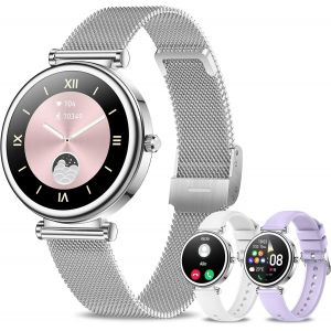 Montre Connect&eacute;e Femme avec Appel Bluetooth, 1,27"" HD Smartwatch Femme avec IP67 Fonction F&eacute;minine/Sommeil/Fr&eacute;quence Cardiaque/110+ Modes Sportifs Podometre pour Android iOS(3 Bracelet Tendance-S) - Neuf