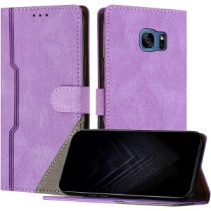 Kalanka-Étui Pour Samsung Galaxy S7, Housse En Cuir Pu Avec [Protection Antichoc Tpu] [Fonction Support] [Porte-Cartes ] Antichoc Magnétique Coque Pour Galaxy S7 - Violet - Neuf