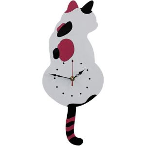 Horloge murale en acrylique à faire soi-même, horloge moderne en forme de chat mignon qui secoue la queue - Neuf